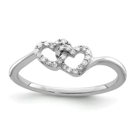 diamond2deal 925 sterling silver diamond double heart promise ring 6 size 0 1ct walmart