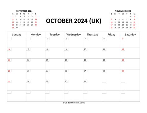 Download Printable Uk Calendar October 2024