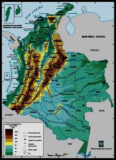 Relieve De Colombia Mapa De Colombia Mapas Colombia