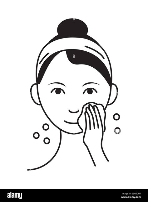 Washing Face Icon Vector Girl Shows How To Cleaning Whiting Face And
