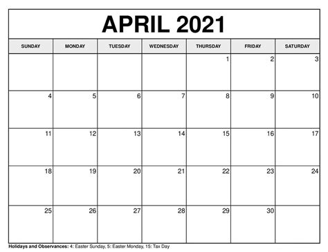 Practical, versatile and customizable april 2021 calendar templates. 15 Best Free Printable April 2021 Calendar Template - Free Printable Blank Holidays Calendar ...