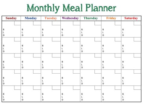 8 Best Images Of Printable Monthly Dinner Planner