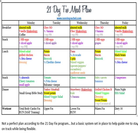 21 Day Fix Meal Plan And Fitness Plan Week 2