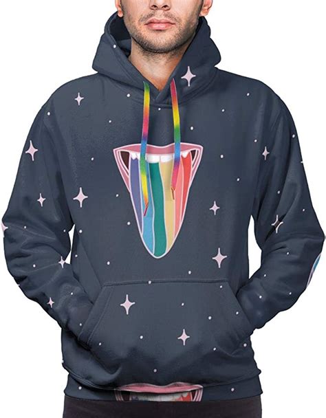 Mens Hoodie Gay Lgbt Rainbow Tongue Sweate Sweatshirt Mens Casual