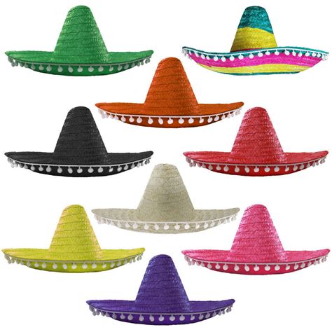 mexican sombrero with pom pom edging i love fancy dress