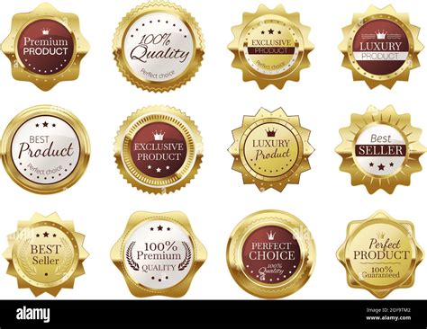 Golden Badges Premium Quality Emblems Luxury Seal Labels Realistic