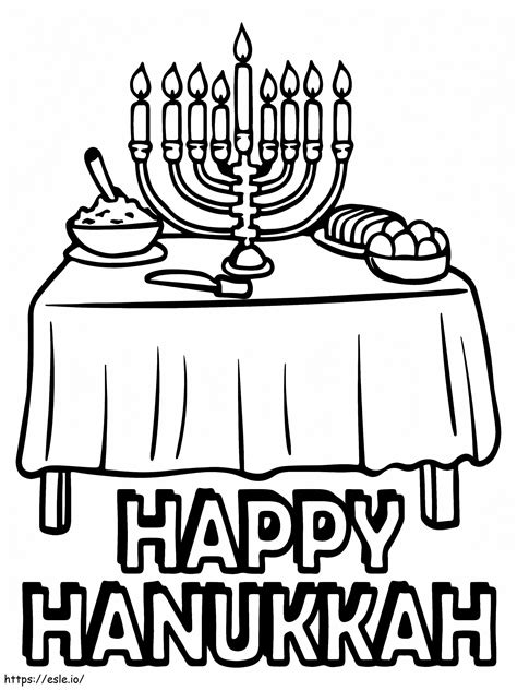 Happy Hanukkah With The Menorah Coloring Page