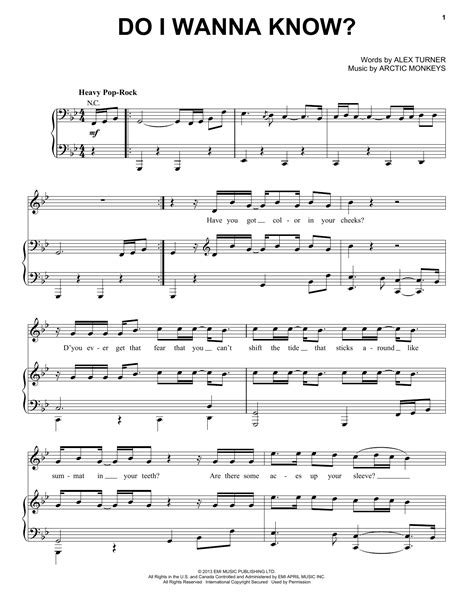 In a moment of doubt, put your hand on the flame when. Do I Wanna Know? | Sheet Music Direct