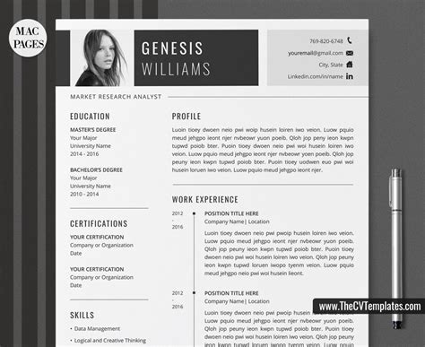 For Mac Pages Professional Resume Template Curriculum Vitae College