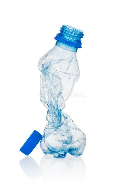 Crumpled Blue Plastic Bottle On White Background Stock Photo Image Of