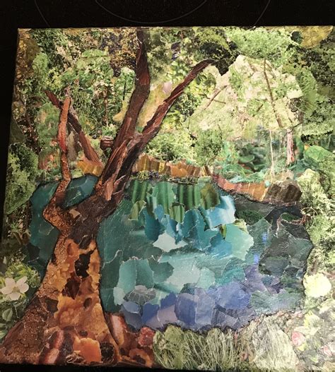 Torn Paper collage by Katie Waller. This is a landscape of Green Springs Park in Volusia County ...