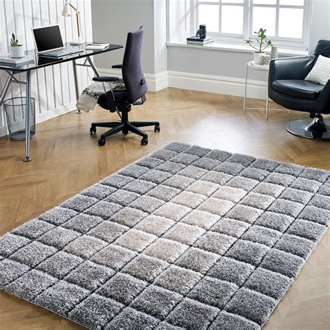 Cube Shaggy Rugs In Grey Buy Online From The Rug Seller Uk