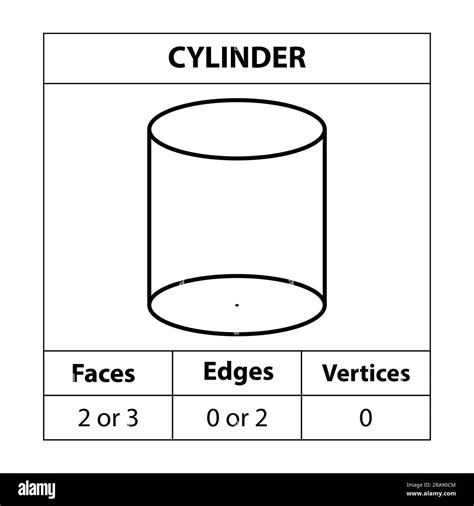 Cylinder Faces Edges Vertices Geometric Figures Outline Set Isolated
