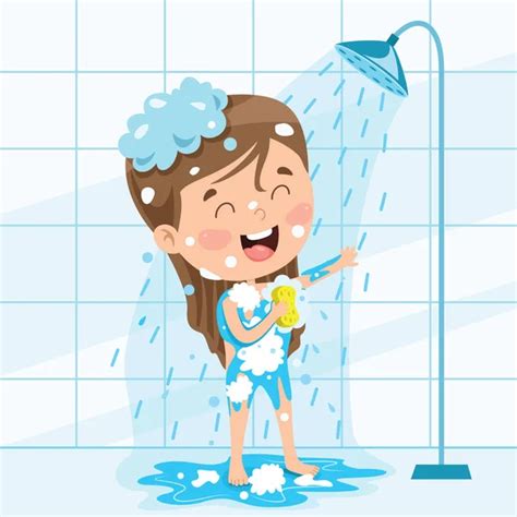 Imágenes Niño Duchandose Ducha De — Vector De Stock © Blueringmedia