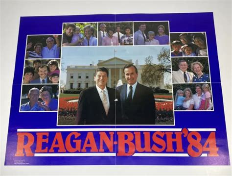 Ronald Reagan And George Bush 84 22 X 17 1984 Presidential Campaign