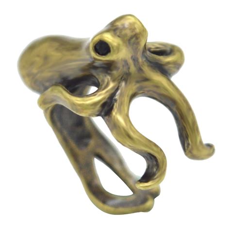 Kinitial 1pcs Antique Bronze Fashion Octopus Ringsea Animal Opened