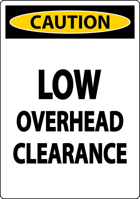 Caution Low Overhead Clearance Sign On White Background 6799880 Vector