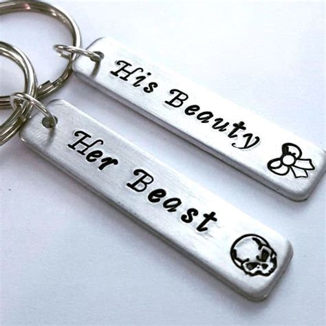 His And Hers Couples Present One And Only Hand Stamped Keychains