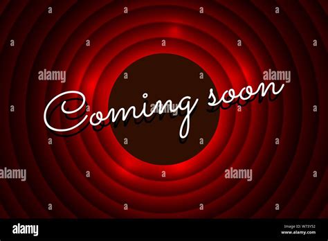 Coming Soon Handwrite Title On Red Round Background Old Cinema Movie