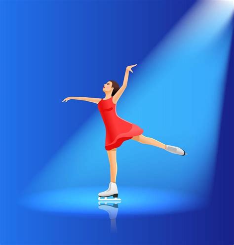 Ice Skater Girl Dancing In A Beam Of Light Vector Illustration 3432653