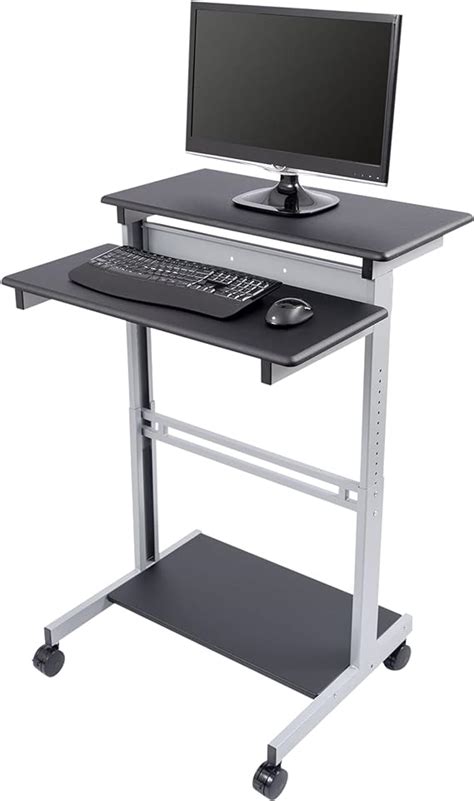 Mobile Standing Desk Computer Workstation Amazon Co Uk Home Kitchen