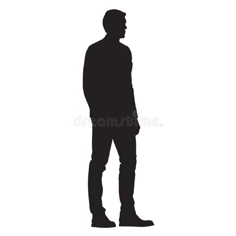 Man Standing Side View Isolated Silhouette Stock Vector
