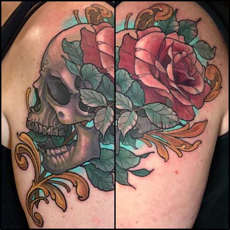 Hand holding rose traditional tattoo. Top 81 Best Skull and Rose Tattoo Ideas - [2020 ...