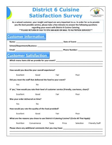 catering survey examples   examples