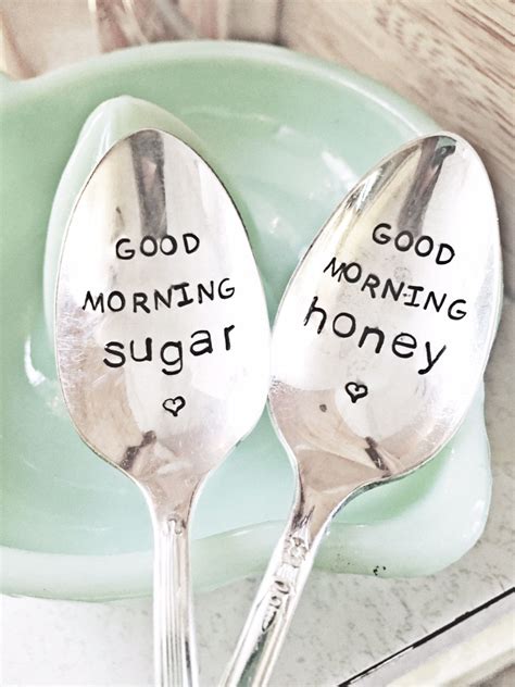 Good Morning Spoons Sugar Spoon Honey Spoon Wedding T Etsy Honey