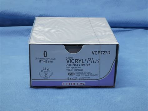 Ethicon Vcp774d Vicryl Plus Suture 0 18 Antibacterial Ct 2 Taper