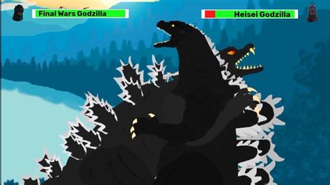 Heisei Godzilla Vs Final Wars Godzilla With Healthbars Youtube