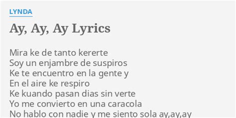 Ay Ay Ay Lyrics By Lynda Mira Ke De Tanto