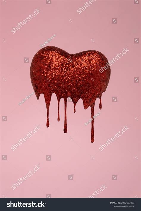 Melted Glitter Red Heart Valentines Day Stock Photo 2252633851