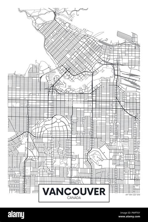 Detailed Vector Poster City Map Vancouver Detailed Plan Of The City