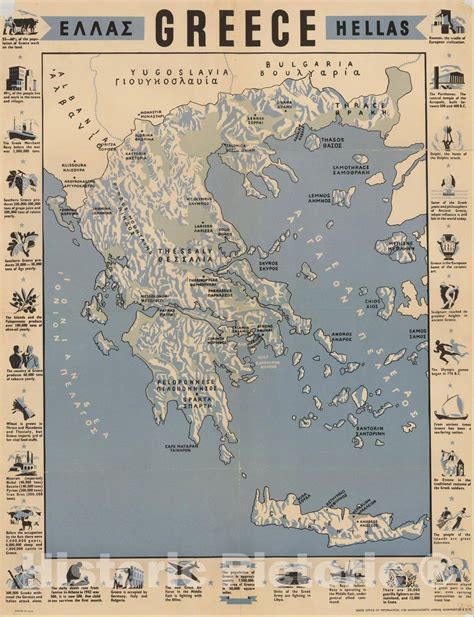 Historic Map Greece Hellas C1942 Greek Office Of Information