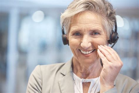 Portrait Smile And Senior Woman In Call Center In Office With Pride