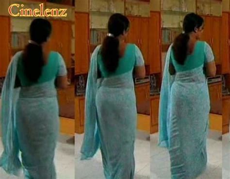 Tamil Serial Aunty Devipriya In Blue Saree Indian Side Actress And