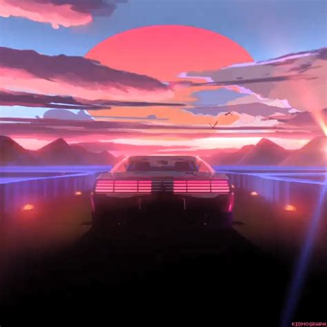 Driving To The Sunset Synthwave Music Video Futuristic Neon Lights