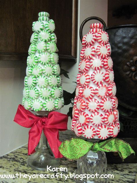 Scatter 'round red and white peppermint candies' inbetween your candles and holiday table decorating items. Peppermint Trees (With images) | Peppermint tree ...