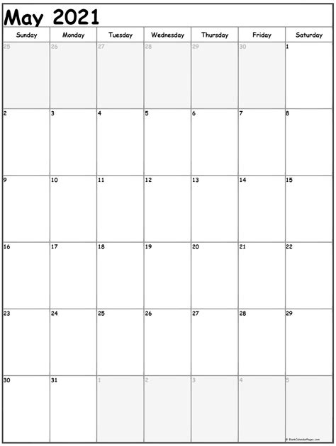 Download 2021 and 2022 pdf calendars of all sorts. May 2021 Vertical Calendar | Portrait