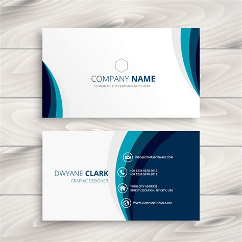 Standard size for business card. blue wave business card design template vector design illustrati - Download Free Vector Art ...