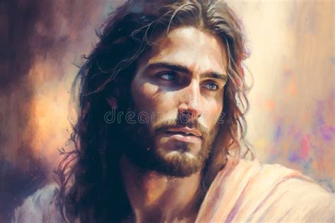 Jesus Christ Oil Painting Generative Ai Stock Illustration
