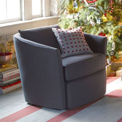 Features a barrel back design upholstered in blush, burgundy, deep green, black and navy sky velvet fabric. Duffield Swivel Chair | Swivel chair, Side chairs living room, Chair