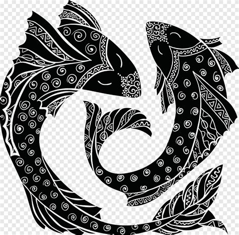Pisces Astrological Sign Symbol Zodiac Astrology Pisces Monochrome Horoscope Png PNGEgg