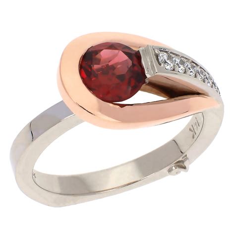 Ancora Design 14K White and Rose Gold Garnet and Diamond Ring – Midwest