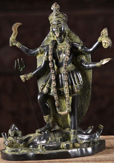 Home Living Statues Handmade 5 Temple Mother Goddess Kali In Brass