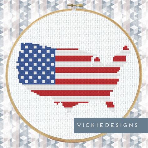 United States Map Modern Cross Stitch Pattern Pdf Flag Cross Stitch