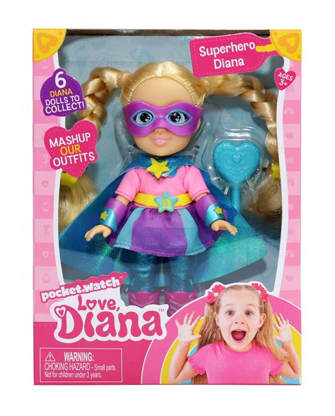 Love Diana Mashups Superhero 6 Doll And Brush Pocketwatch