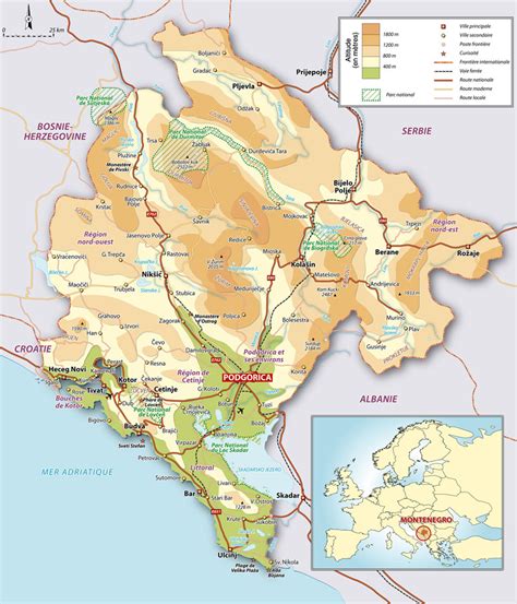 Carte Géographique Et Touristique Du Monténégro Podgorica Géographie