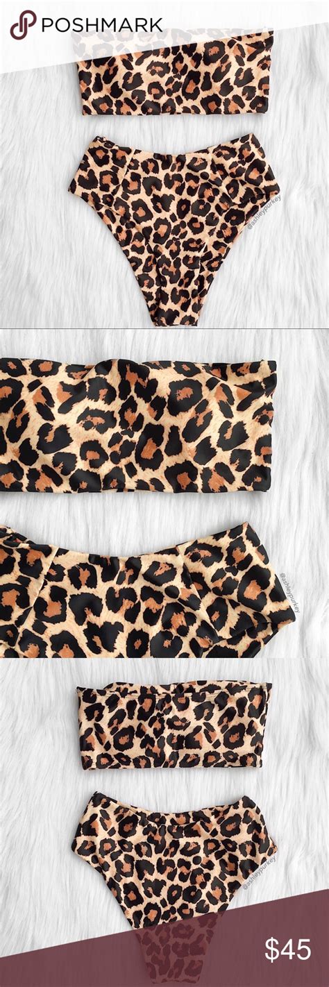 ️sale ️ brown leopard bandeau high waisted bikini bikini set high waist boutique set clothes